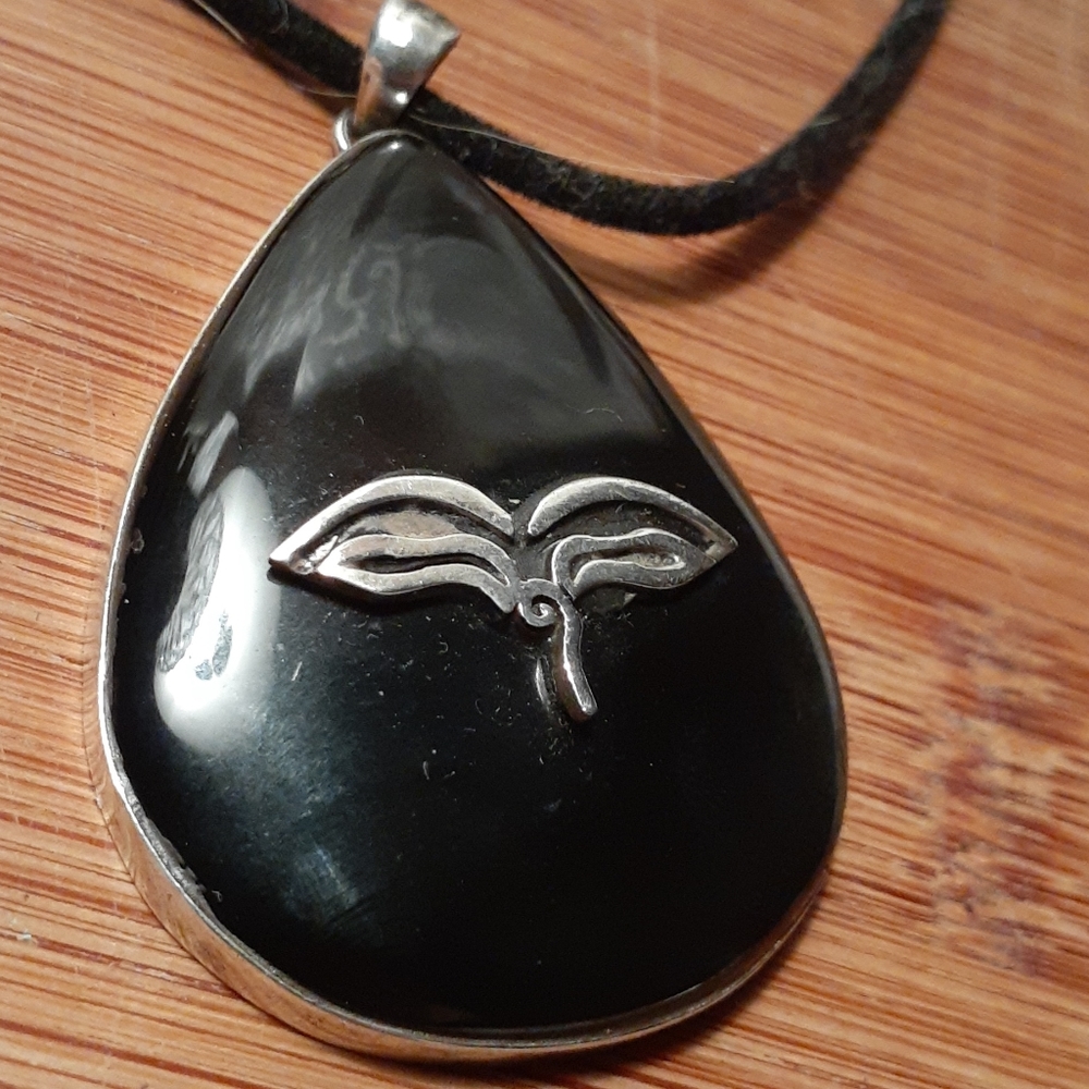 Black Onyx and Sterling Silver Artists Pendant